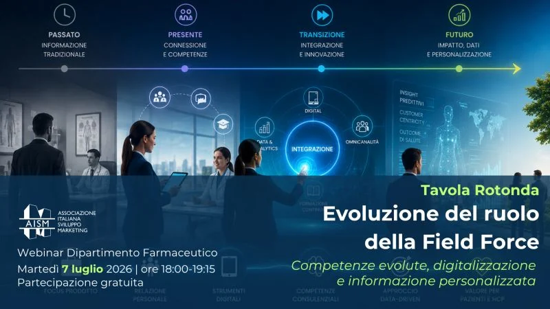 Locandina del webinar AISM sull’evoluzione del ruolo della Field Force