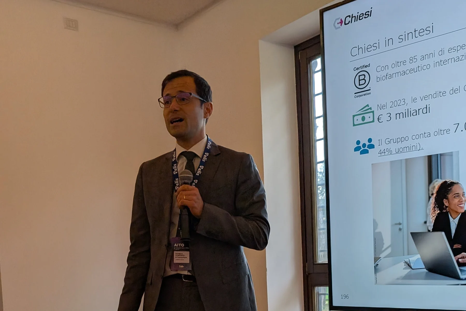 Daniele presenta il caso Chiesi durante AITO a Roma